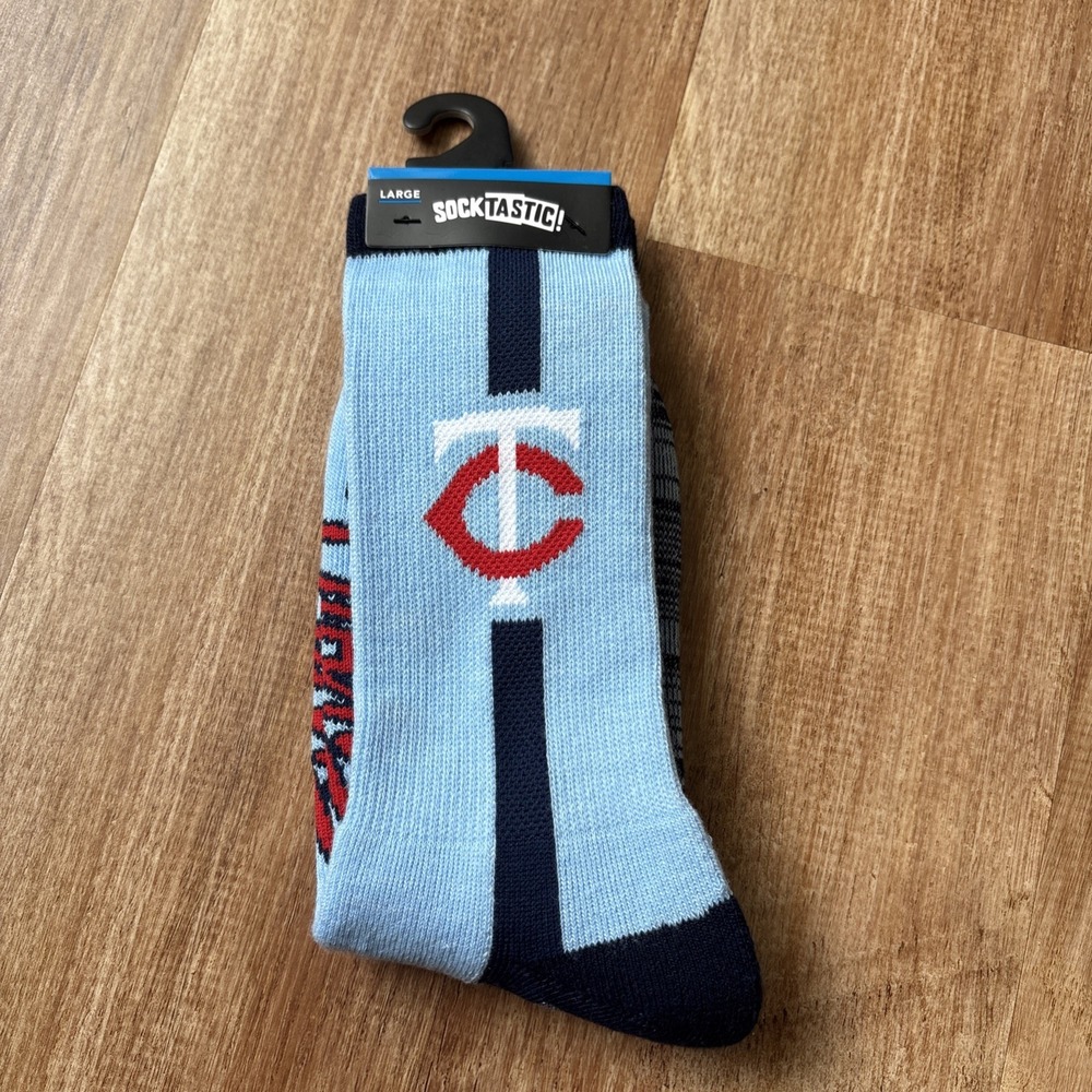 NWT MN Twins Rise Up Crew Socks Blue Size Large Men's 10-13‎